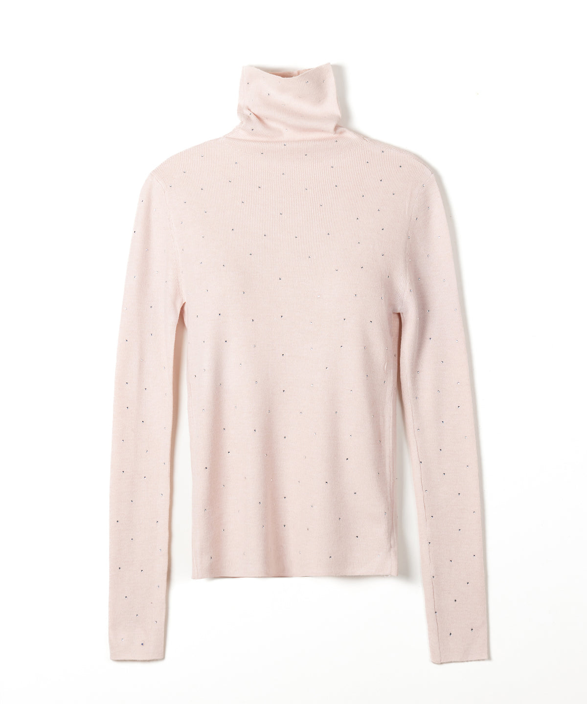 ラインストーンタートルニットトップス ／ Rhinestone turtleneck knit tops