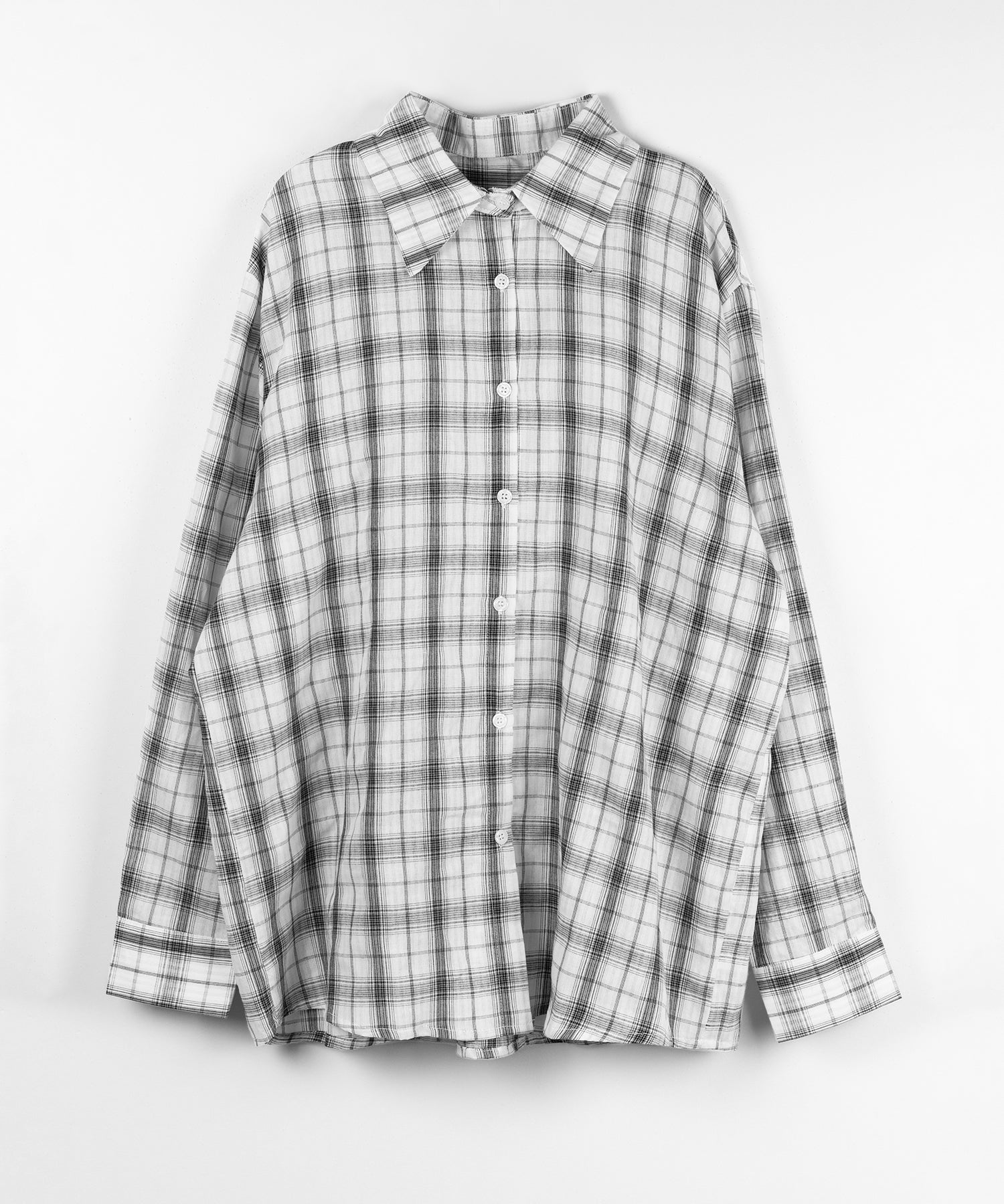ビッグシルエットブラックシアーチェックシャツ ／ big silhouette black sheer check shirt