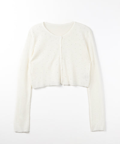 ラインストーンシアーニットカーディガン ／ Rhine stone sheer knit cardigan