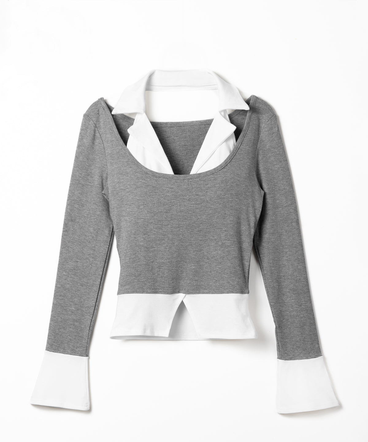 カットアウトフェイクレイヤード長袖Ｔシャツ ／ shirts like cutout fake layered long sleeve T-Shirt