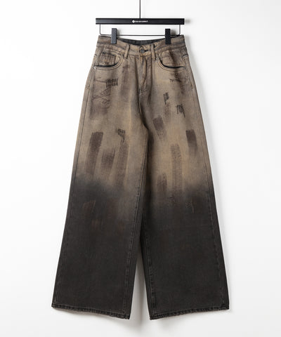 【 ２color ／ ４size 】ヴィンテージペイントグラデーションワイドデニムパンツ ／ vintage paint gradation wide denim pants