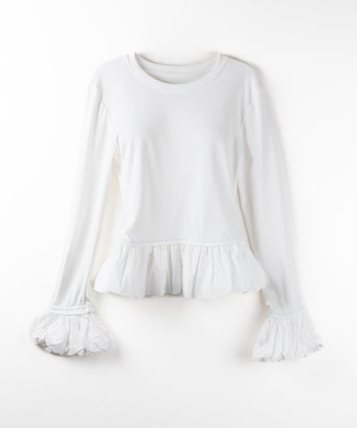 【 ２color 】裾バルーンフリルカットソートップス ／ hem balloon frill cutsew tops