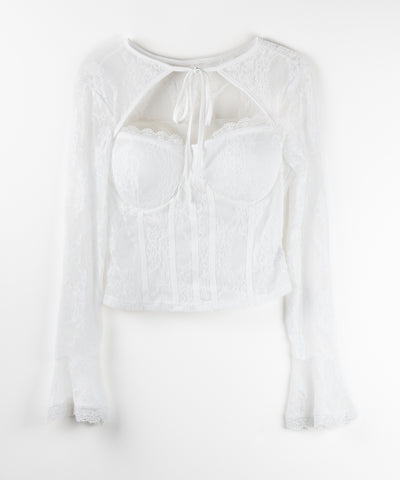 【 ２color 】チョーカーネックリボンコルセットレーストップス ／ choker neck ribbon corset lace tops