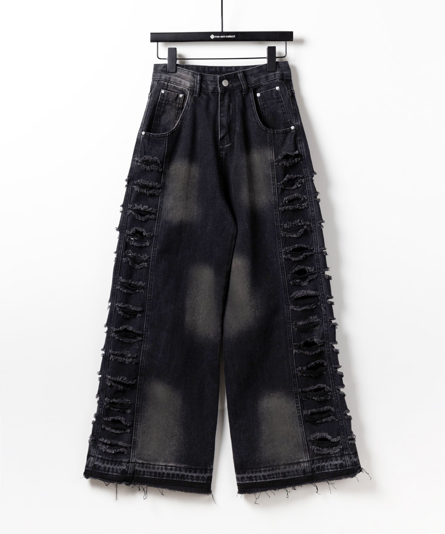 【 ４size 】ヘビークラッシュサイドダメージブラックヴィンテージデニム ／ heavy crush side damage black vintage denim
