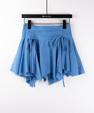【 ２color ／ ２size 】シャーリングダブルリボンアシンメトリーフリルミニスカート ／ shirrin double ribbon asymmetry frill mini skirt