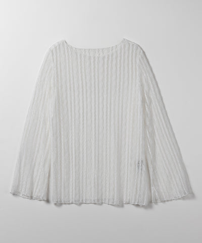 【 ２WAY 】ワンショルワイドスリーブルーズシアートップス ／ one shoulder wide sleeve loose sheer tops
