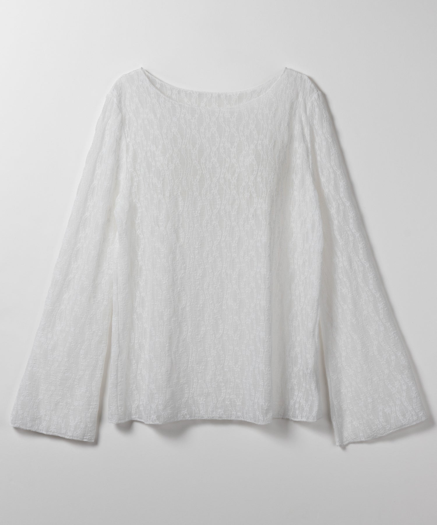 【 ２color 】ワイドスリーブオーバーシアーレーストップス ／ wide sleeve over sheer lace tops