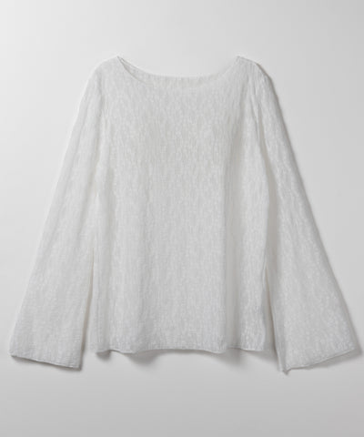 【 ２color 】ワイドスリーブオーバーシアーレーストップス ／ wide sleeve over sheer lace tops