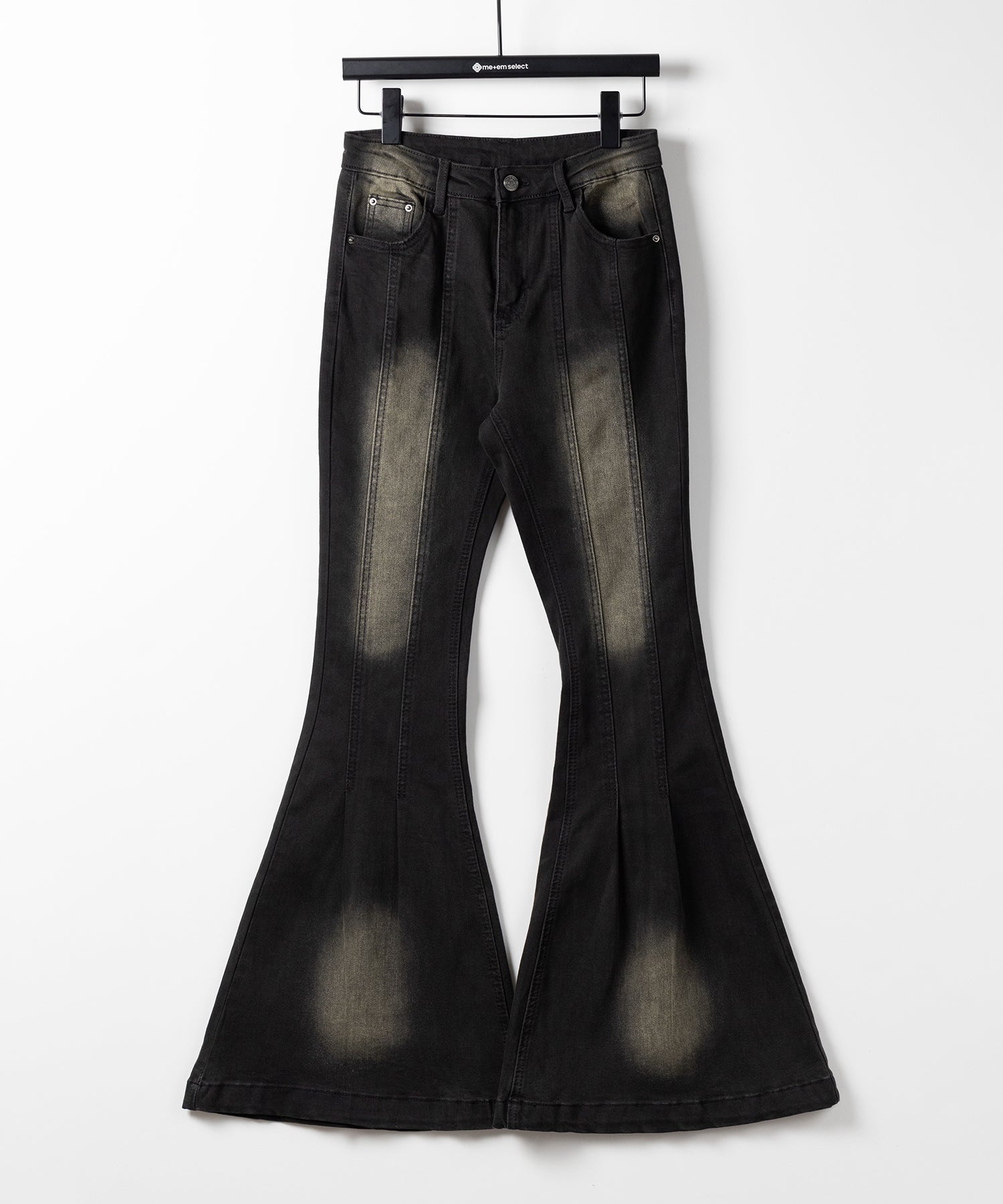 【４size 】ヴィンテージライクストレッチブラックフレアデニム ／ vintage like stretch black flare denim