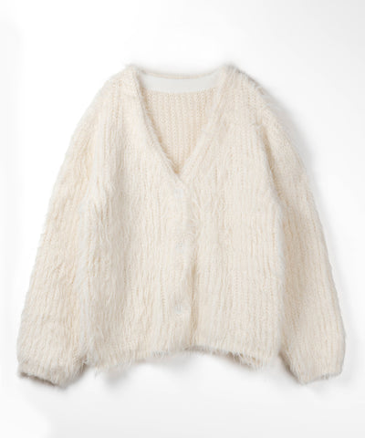 【 ３color 】モンスターシャギーボリュームニットカーディガン ／ monster shaggy volume knit cardigan