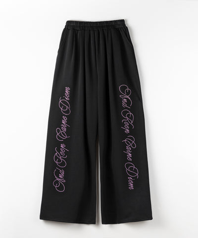 【 セットアップ可能 】ラインストーンロゴワイドスウェットパンツ ／ Rhine stone logo wide sweatpants