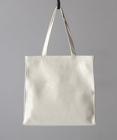 【 ２color ／ 大容量 】フェイクレザービッグスクエアトートバッグ ／ fake leather big square tote bag