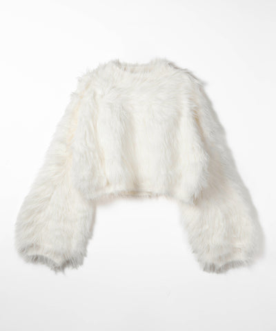 【 ２color 】ボリュームスリーブショートトロミシャギーニット ／ Volume sleeve short toromi shaggy knit