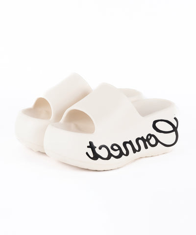 レタリングロゴ厚底スライドサンダル ／ lettering logo platform slide sandals