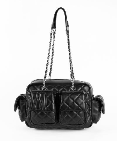 【 ２WAY 】Ｍロゴフェイクレザーキルティングチェーンショルダーバッグ ／ M logo fake leather quilting chain shoulder bag