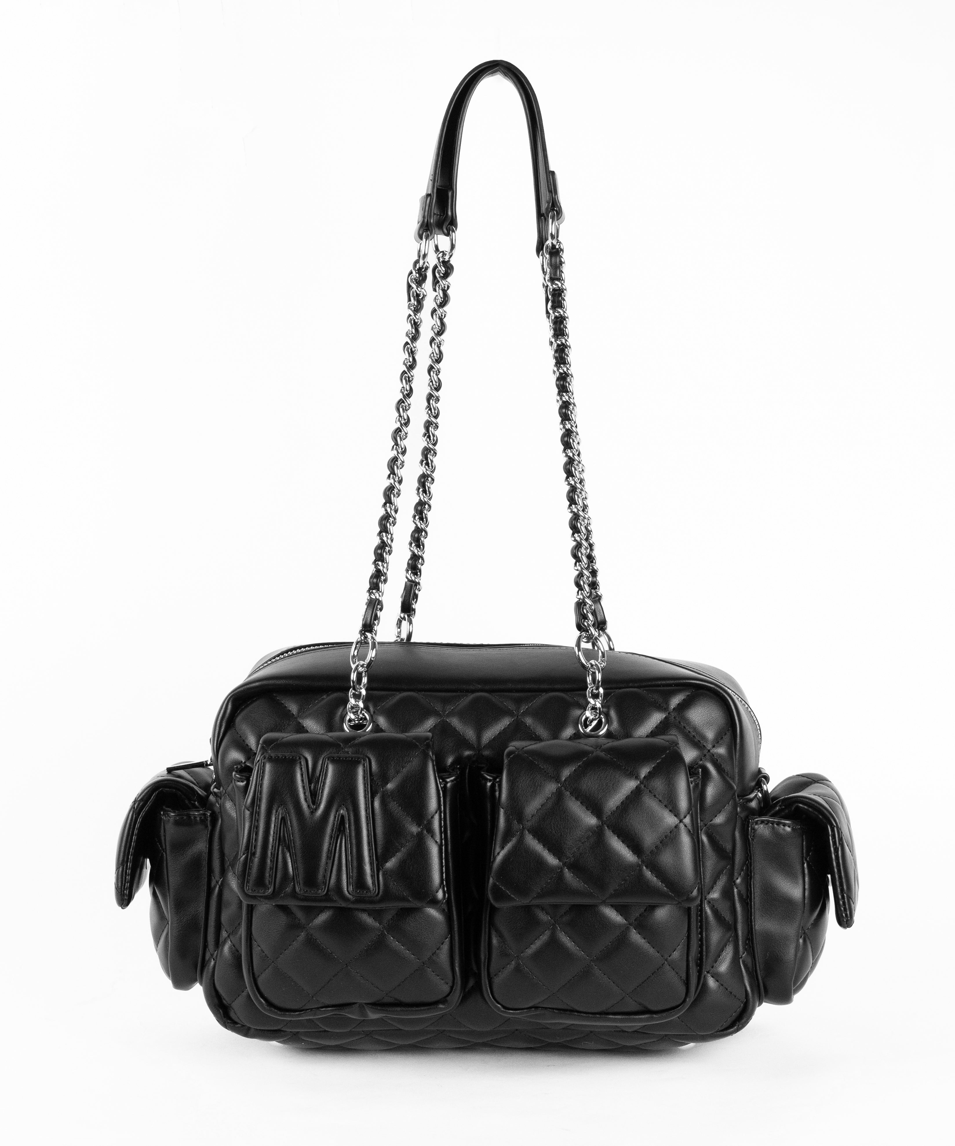 【 ２WAY 】Ｍロゴフェイクレザーキルティングチェーンショルダーバッグ ／ M logo fake leather quilting chain shoulder bag