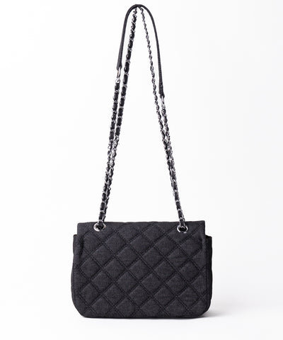 【２WAY 】キルティングチェーンデニムフラップショルダーバッグ ／ quilting chain denim flap shoulder bag