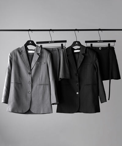 【 セットアップ 】オーバーサイズテーラードジャケット ＆ ハイウエストミニスカパン SET ／ oversize tailored jacket & high waist mini skirt pants SET