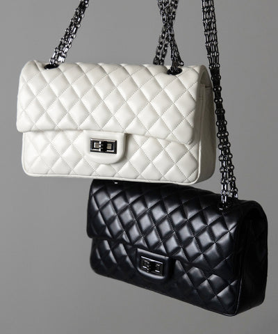 【 ２color 】キルティングチェーンスクエアショルダーバッグ ／ quilting chain square shoulder bag