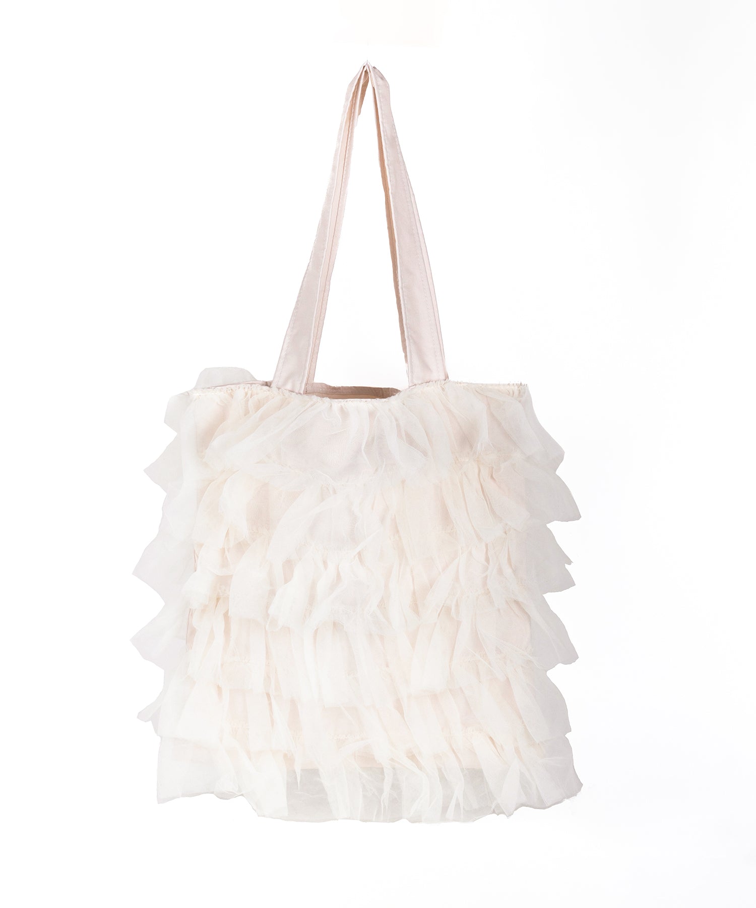 【 3color ／ A4収納可 】チュールフリルスクエアトートバッグ ／ tulle frill square tote bag