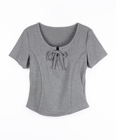 レースアップスリムリブＴシャツ ／ laceup slim lib T-shirts