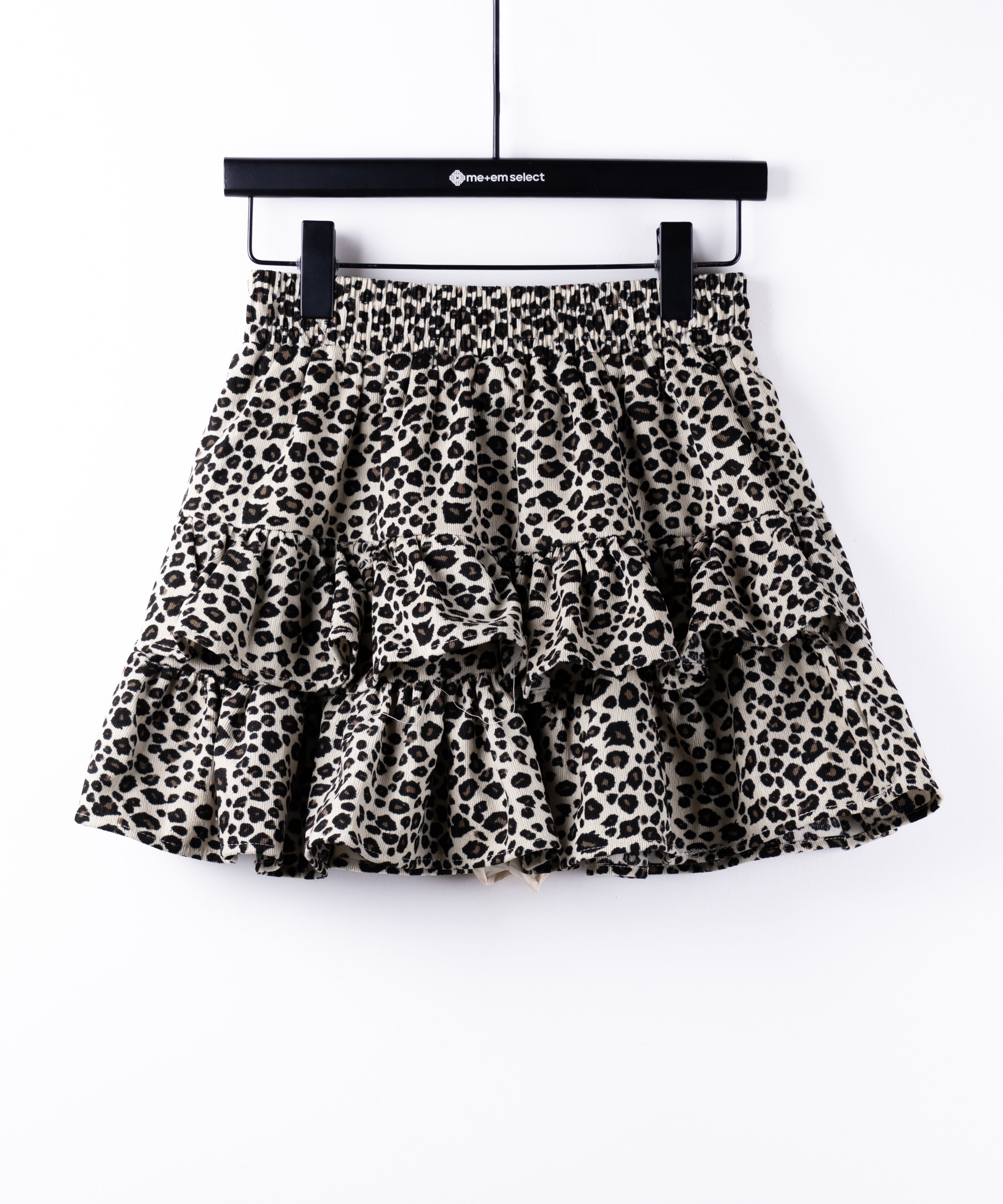 【 無地 or レオパードから選べる ／ インパン裏地付 】コーデュロイティアードフリルミニスカート ／ corduroy tiered frill mini skirt
