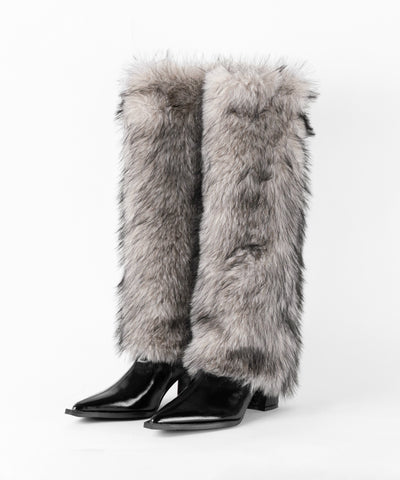ミックスフェイクファーロングカバーブーツ ／ mix fake fur long cover boots