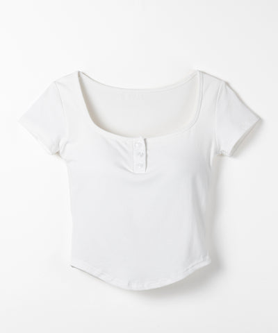 ヘンリーネックスクエアショートＴシャツ ／Henley neck square T-shirts