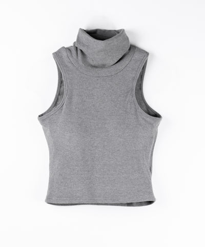 【 裏微起毛 ／ 2点セット 】ハイネックノースリーブトップス ＋ ショートカーディガン SET ／ high neck nosleeve tops + short cardigan SET