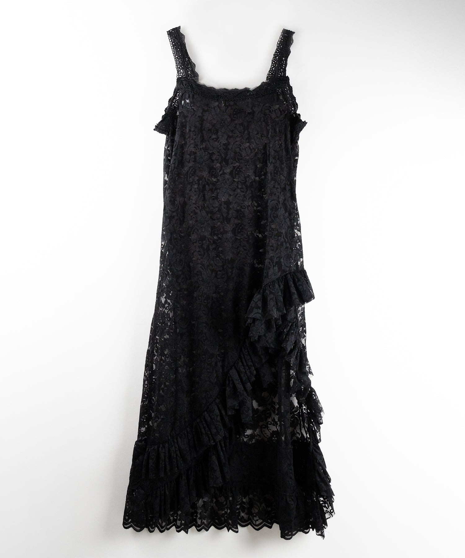 【 ２color 】アシンメトリーフリルレイヤードレースキャミワンピース ／ asymmetry frill layered lace cami onepiece