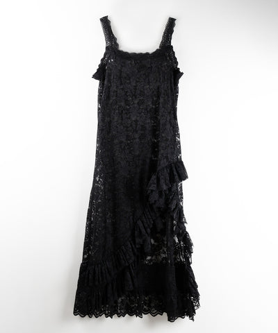 【 ２color 】アシンメトリーフリルレイヤードレースキャミワンピース ／ asymmetry frill layered lace cami onepiece