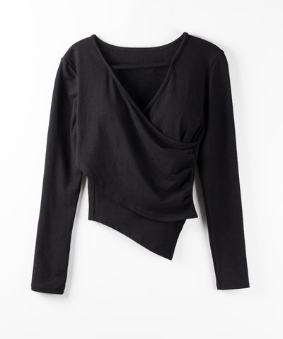 【 ３color 】ラインストラップギャザークロスレイヤードトップス ／ line strap gather cross layered Tops