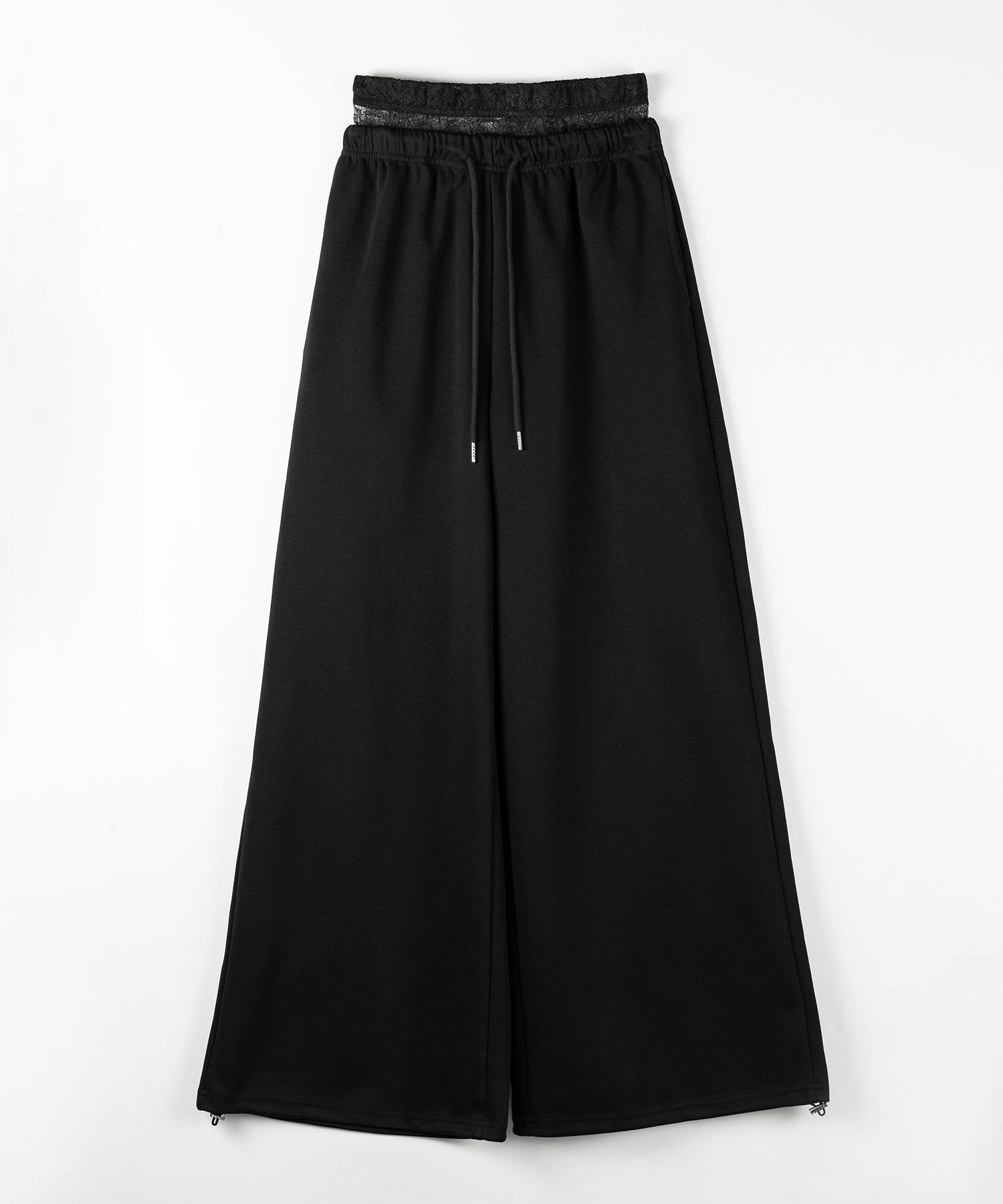 ウエストレースレイヤードスウェットパンツ ／ waist lace layered sweat pants
