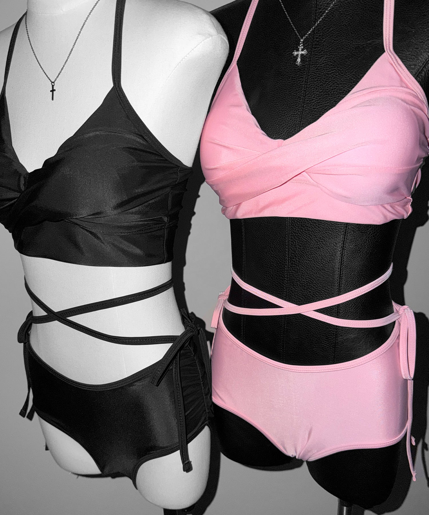 【 レディース水着 】ウエストクロスリボンホルターセパレートビキニ ／ waist cross ribbon halter separate bikini