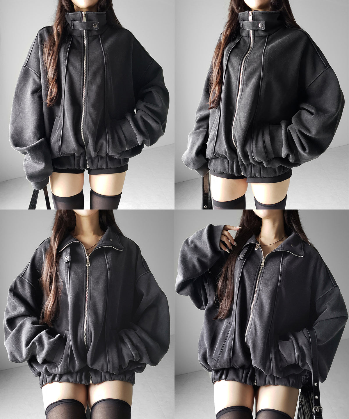 ピグメントヴィンテージジップアップオーバースウェットブルゾン ／ pigment vintage zipup over sweat blouson
