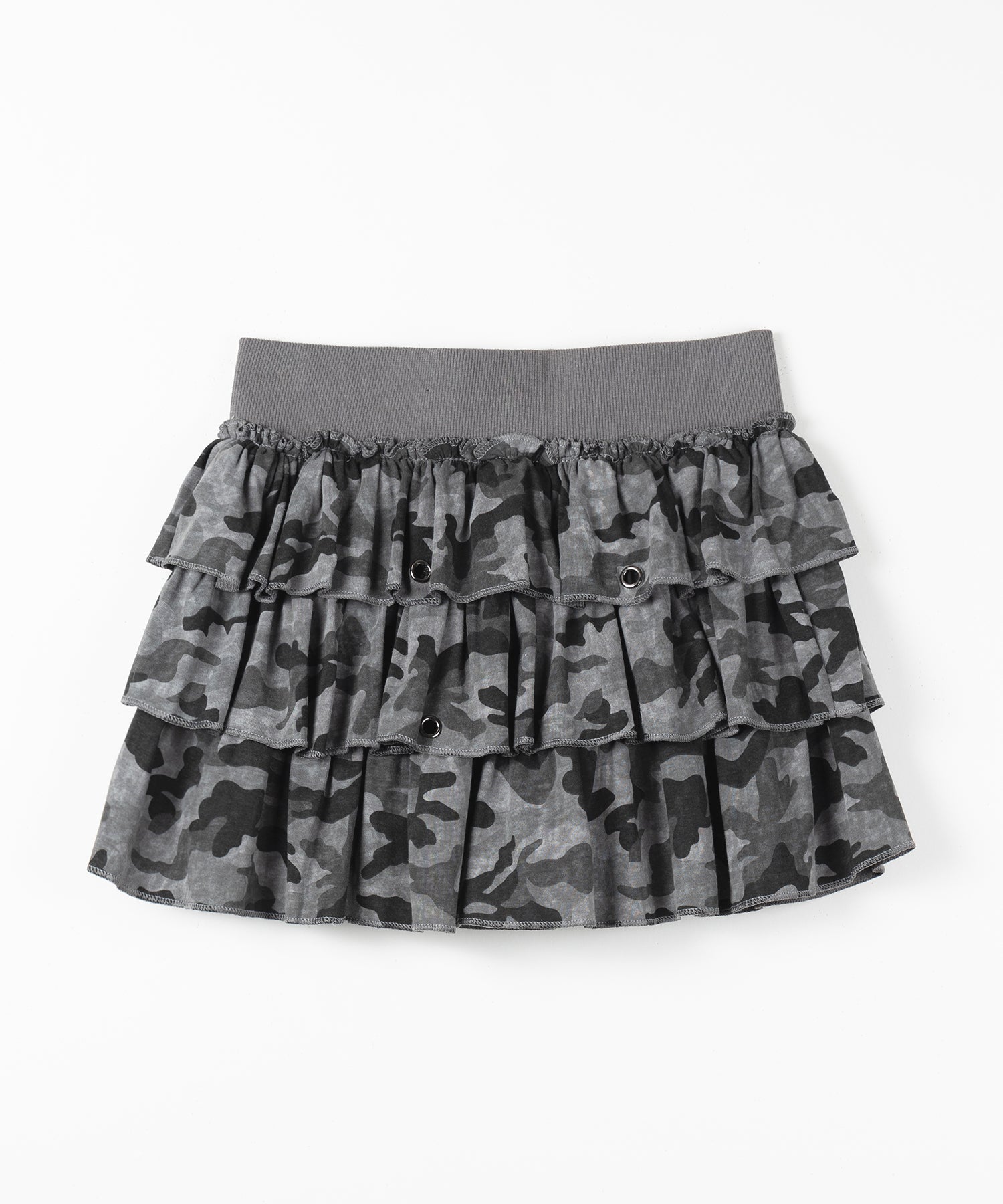 【 インパン裏地付 】ヴィンテージカモフラ迷彩フリルミニスカート ／ vintage camouflage frill mini skirt