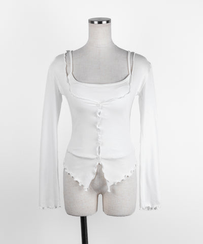 【 ２点セット 】レイヤードメロースリムカーディガン＆キャミソール SET ／ layered mellow slim cardigan & camisole SET