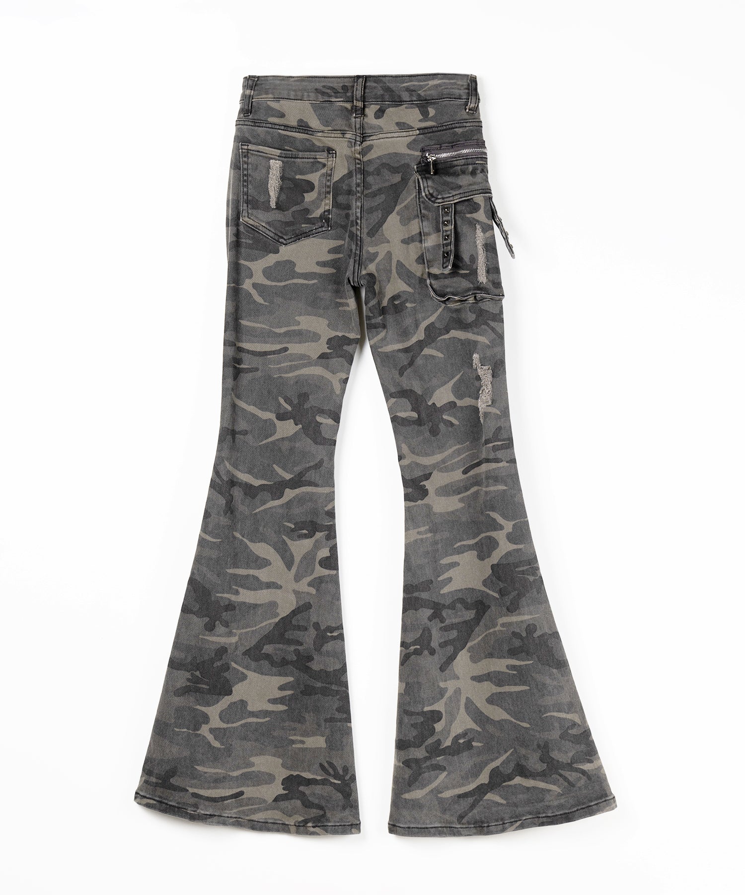 ヴィンテージカモフラ迷彩ダメージフレアデニムパンツ ／ vintage camouflage damage flared denim pants