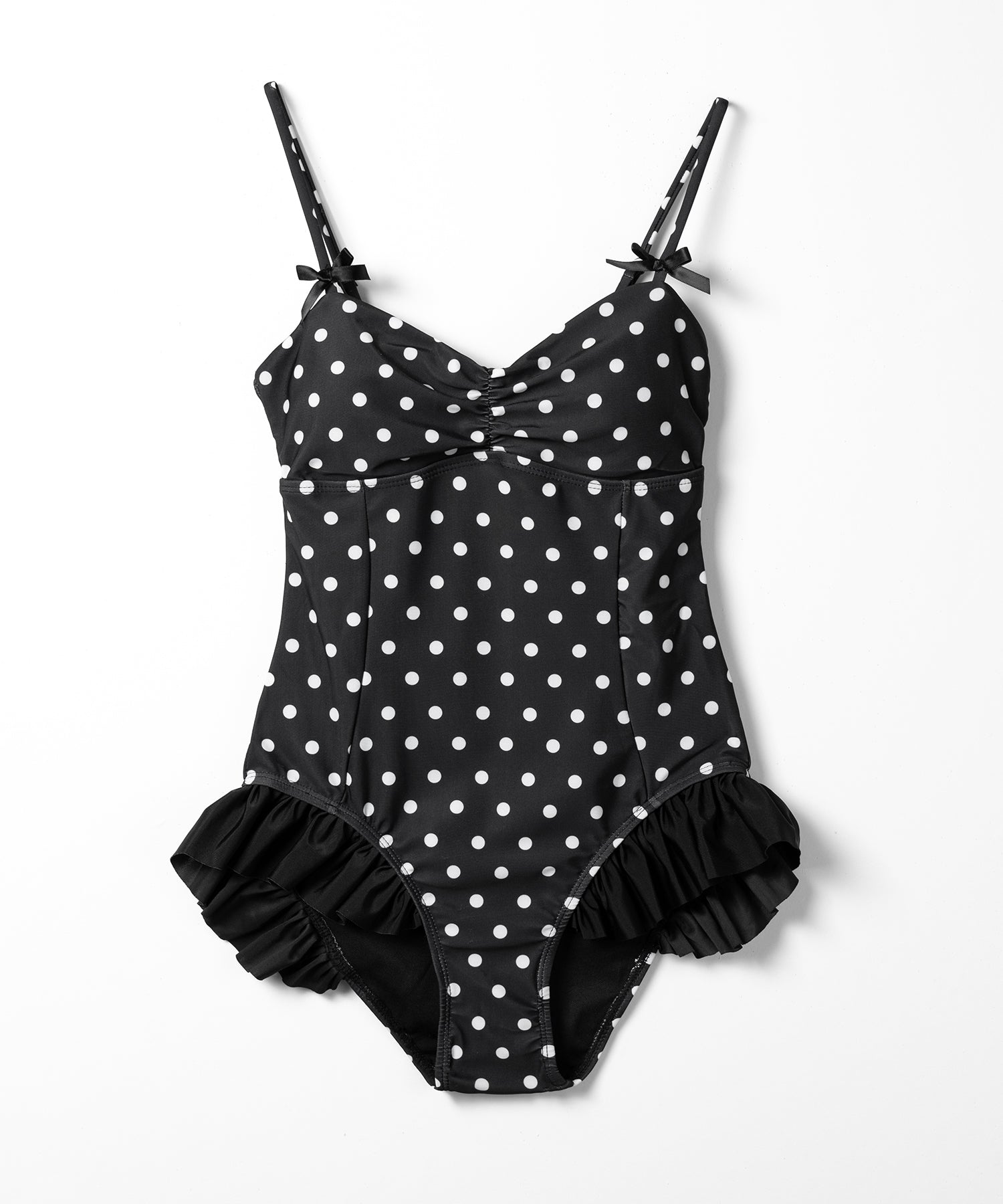 【 レディース水着 】ドットリボンフリルワンピース水着 ／ Dot ribbon frill onepiece swimwear
