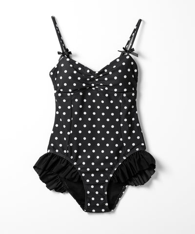 【 レディース水着 】ドットリボンフリルワンピース水着 ／ Dot ribbon frill onepiece swimwear