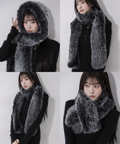 フェイクファーボリュームロングマフラー ／ fake fur volume long muffler