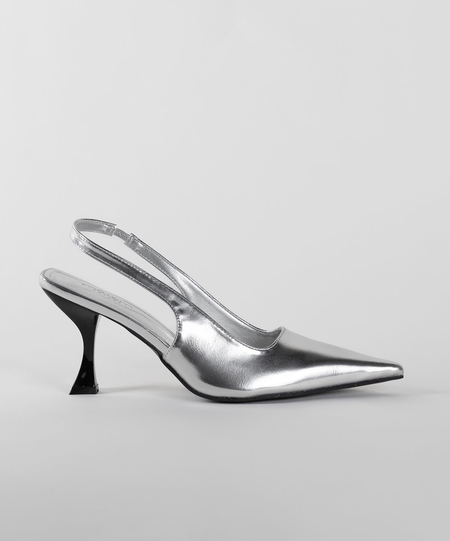 【 ２color 】ポインテッドトゥチャンキーヒールメタリックミュール ／ pointed toe chunky heel metallic mules