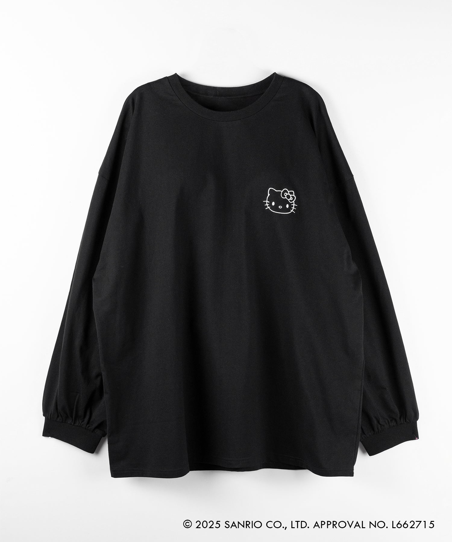 【 HELLO KITTY × me+em select 】ハローキティ刺繍長袖ビッグロンT ／ Hello Kitty embroidery big long sleeve T-Shirts【 セットアップ着用可能 】