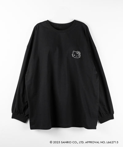 【 HELLO KITTY × me+em select 】ハローキティ刺繍長袖ビッグロンT ／ Hello Kitty embroidery big long sleeve T-Shirts【 セットアップ着用可能 】