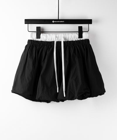 【 ２color ／インパン裏地付き 】フェイクレイヤードコットンバルーンミニスカート ／ fake layered cotton balloon mini skirt