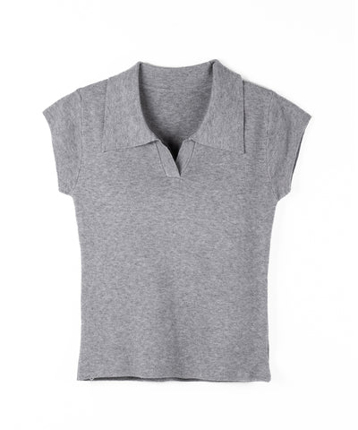 スキッパー半袖ニットトップス ／skipper short sleeve knit tops