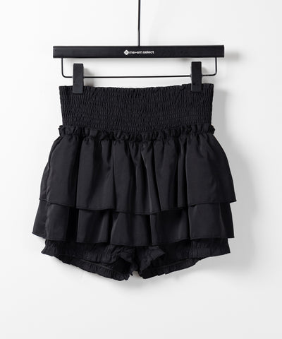 【 ３color ／ ３size 】２段フリルシャーリングミニスカパン ／ double frill shirring mini skirt pants