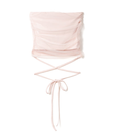ウエストクロスチュールドッキングベアトップ ／ waist cross tulle docking bare top