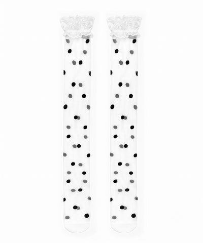 レースドットニーハイシアーハイソックス ／ lace dot knee high sheer high socks