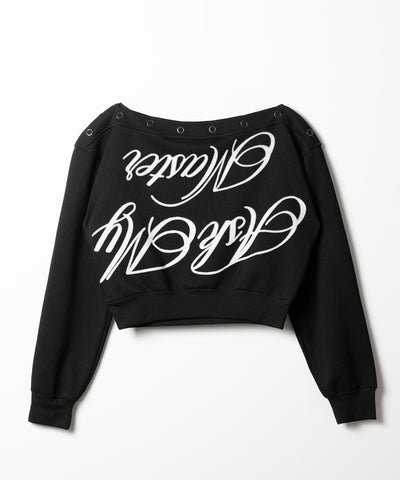 レタリングロゴワンショルスウェットトップス ／ Lettering logo one-shoulder sweat tops